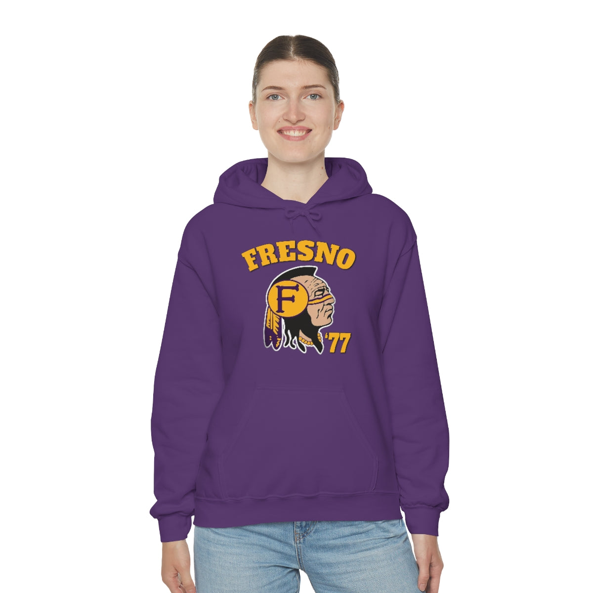 77 Fresno Indian Logo - Unisex Heavy Blend™ Hooded Sweatshirt