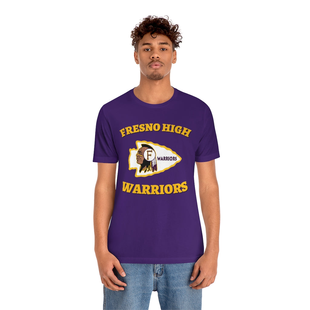 Fresno High Warriors - Curved Gold - Unisex Jersey Short Sleeve Tee