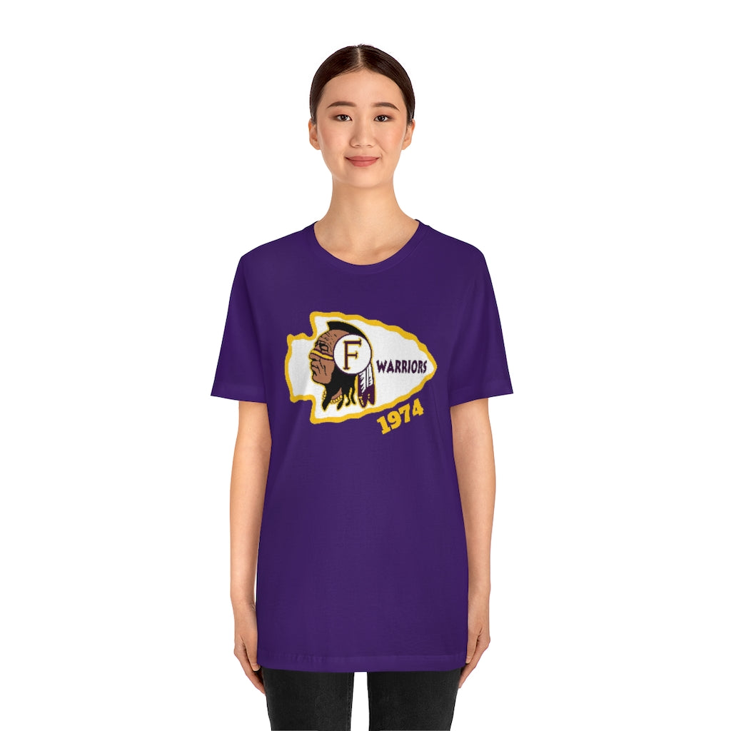 1974 Fresno High Tomahawk Logo Unisex Jersey Short Sleeve Tee