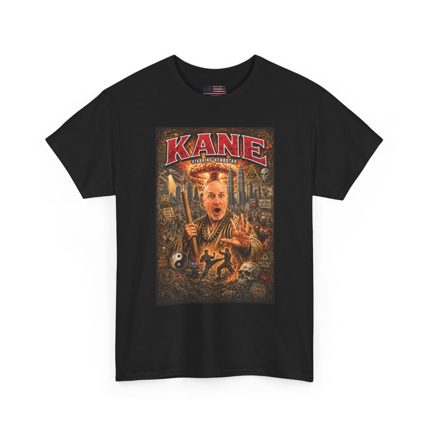 KANE Horror Movie Art Tee – Vintage Skull & City Graphic T-Shirt