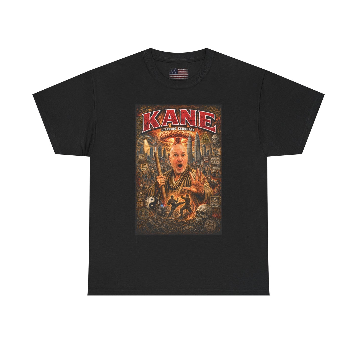 KANE Horror Movie Art Tee – Vintage Skull & City Graphic T-Shirt