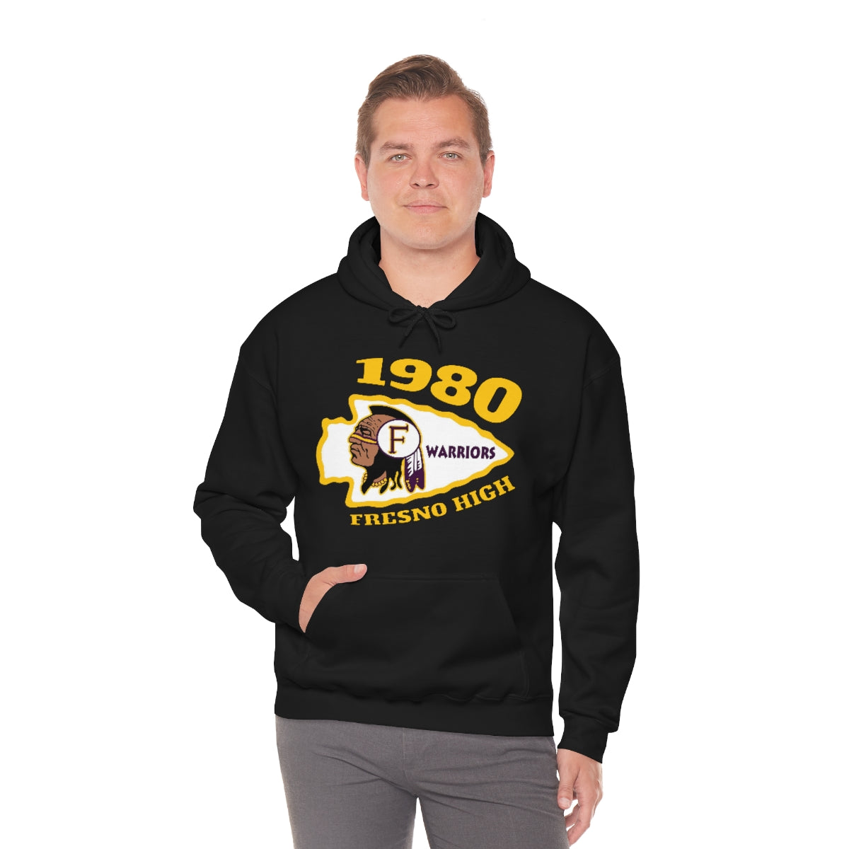 1980 Fresno High Warriors Tomahawk - Unisex Heavy Blend™ Hooded Sweatshirt