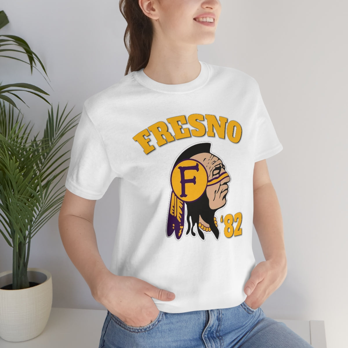 82 Fresno Indian Logo - Unisex Jersey Short Sleeve Tee