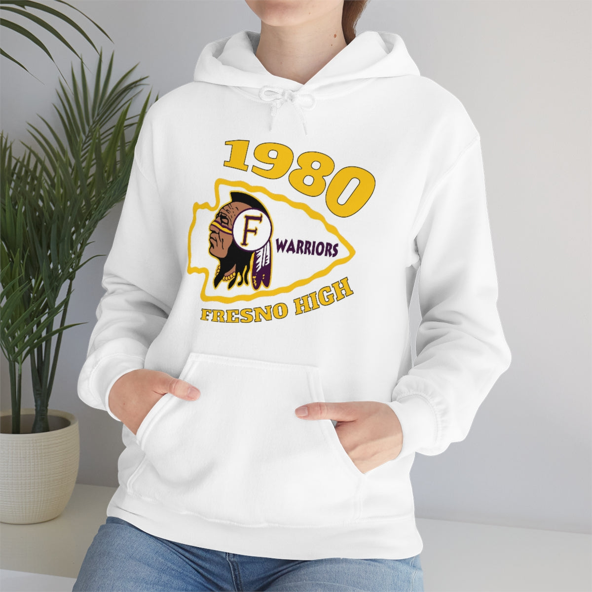 1980 Fresno High Warriors Tomahawk - Unisex Heavy Blend™ Hooded Sweatshirt