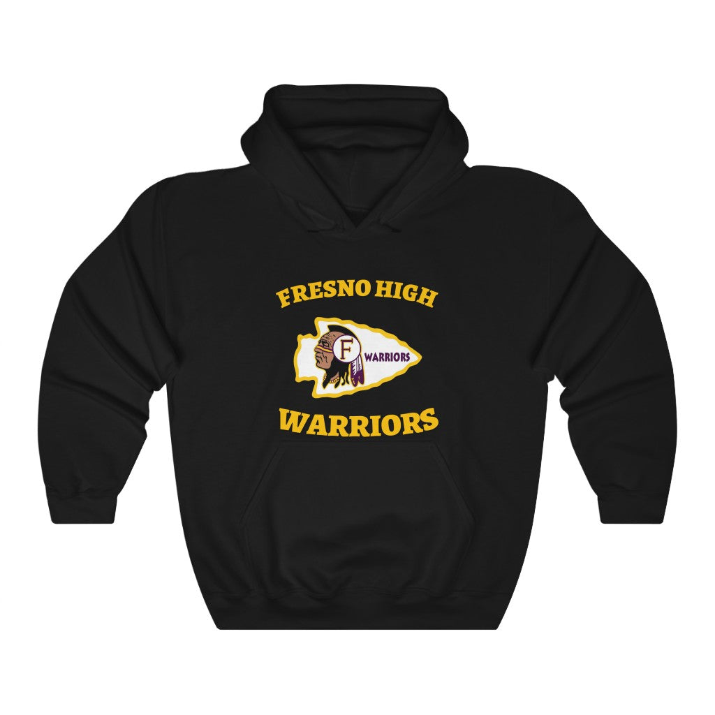 Fresno High Warriors Tomahawk Curved Gold - Unisex Heavy Blend™ Hooded Sweatshirt