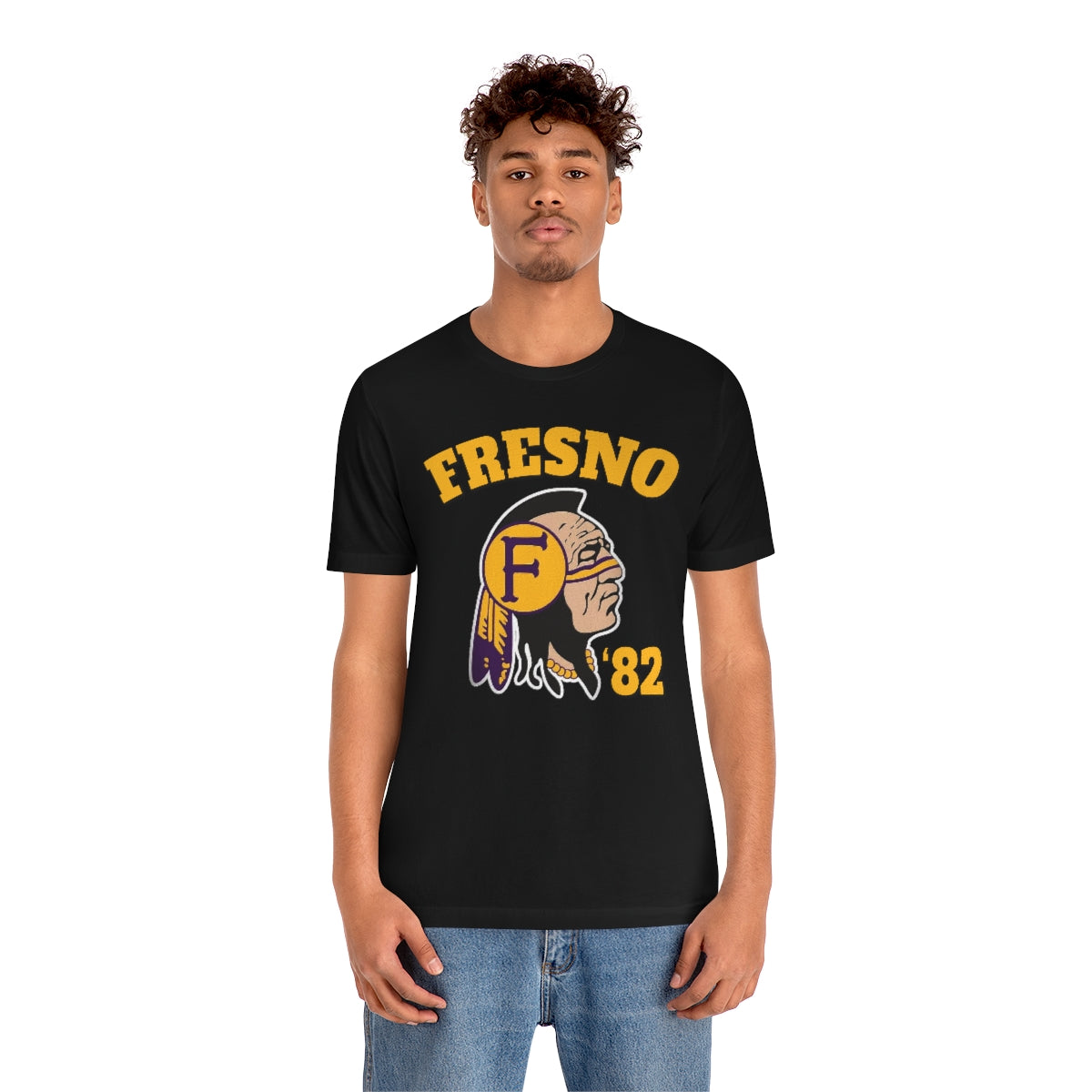 82 Fresno Indian Logo - Unisex Jersey Short Sleeve Tee