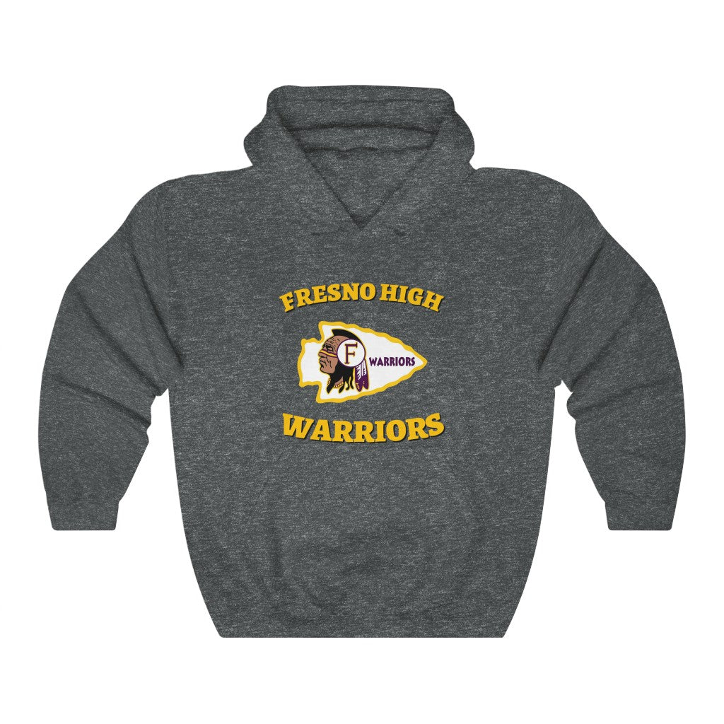 Fresno High Warriors Tomahawk Curved Gold - Unisex Heavy Blend™ Hooded Sweatshirt