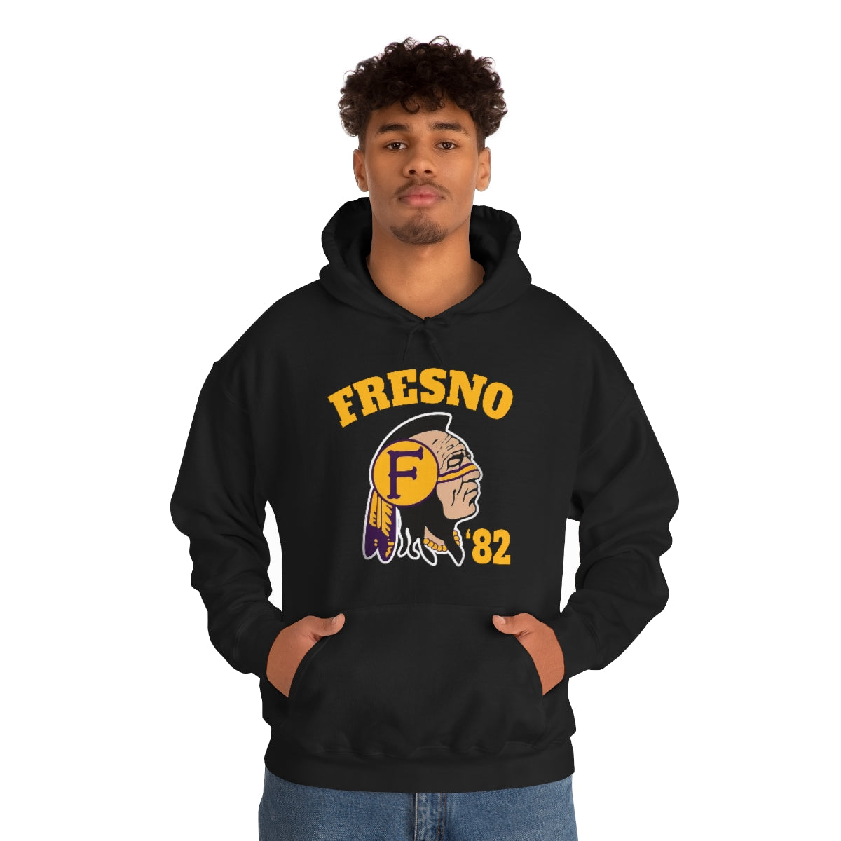 82 Fresno Indian Logo - Unisex Heavy Blend™ Hooded Sweatshirt