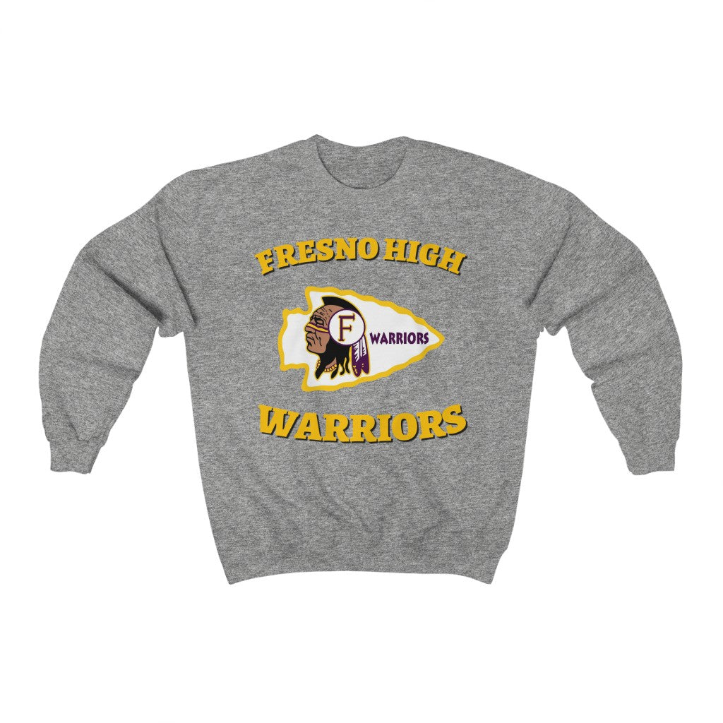 Fresno High Warriors Tomahawk Curved Gold - Unisex Heavy Blend™ Crewneck Sweatshirt