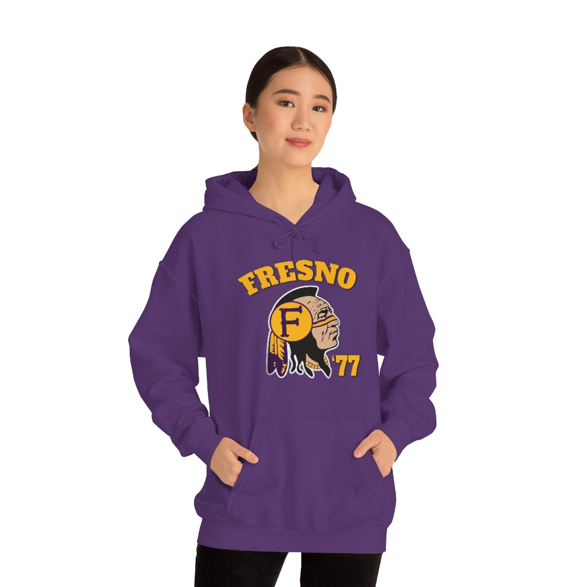 77 Fresno Indian Logo - Unisex Heavy Blend™ Hooded Sweatshirt