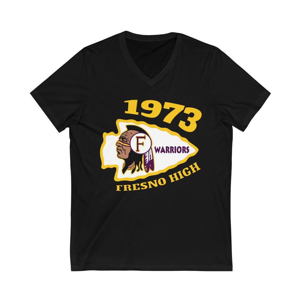 1973 Fresno High Warriors - Unisex Jersey Short Sleeve V-Neck Tee