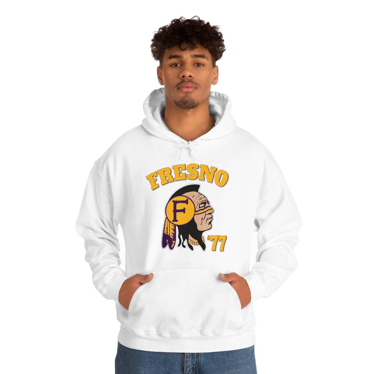 77 Fresno Indian Logo - Unisex Heavy Blend™ Hooded Sweatshirt