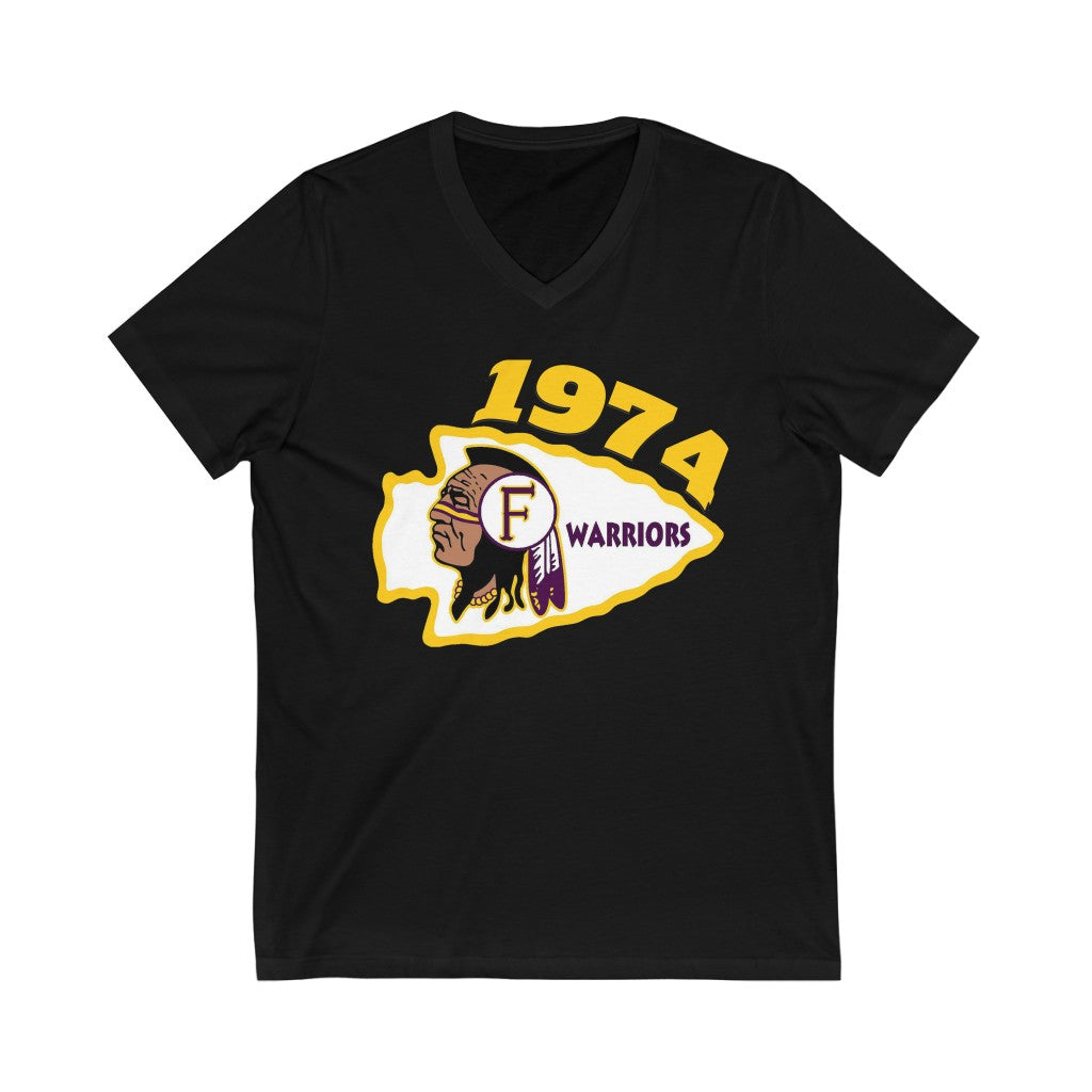 1974 Fresno High - Unisex Jersey Short Sleeve V-Neck Tee