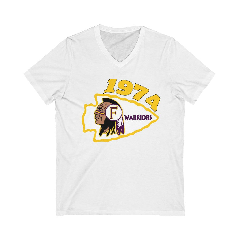 1974 Fresno High - Unisex Jersey Short Sleeve V-Neck Tee