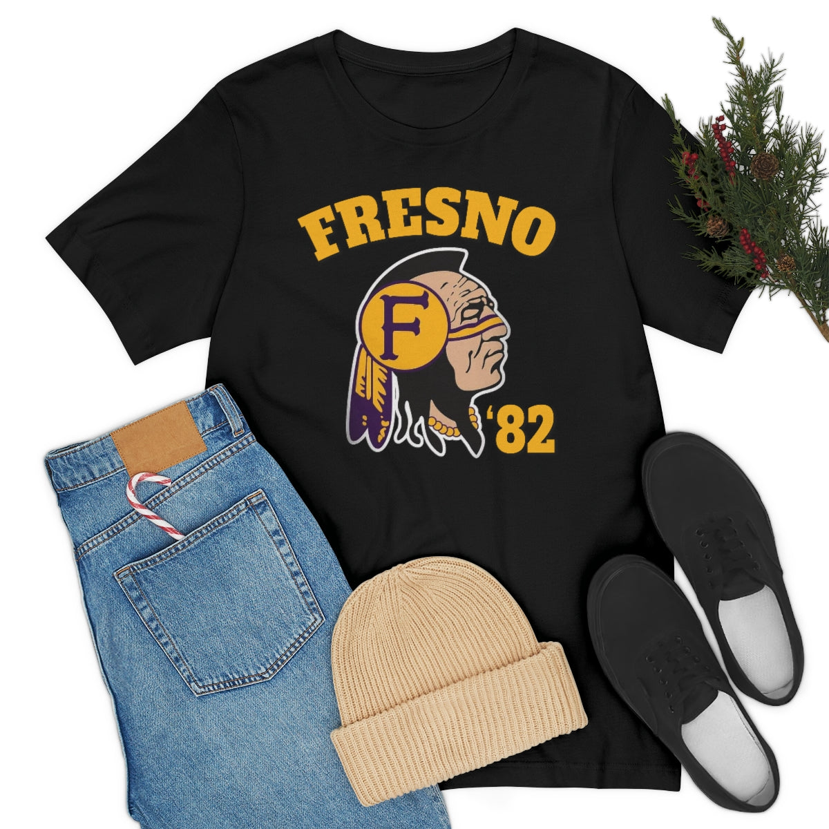 82 Fresno Indian Logo - Unisex Jersey Short Sleeve Tee