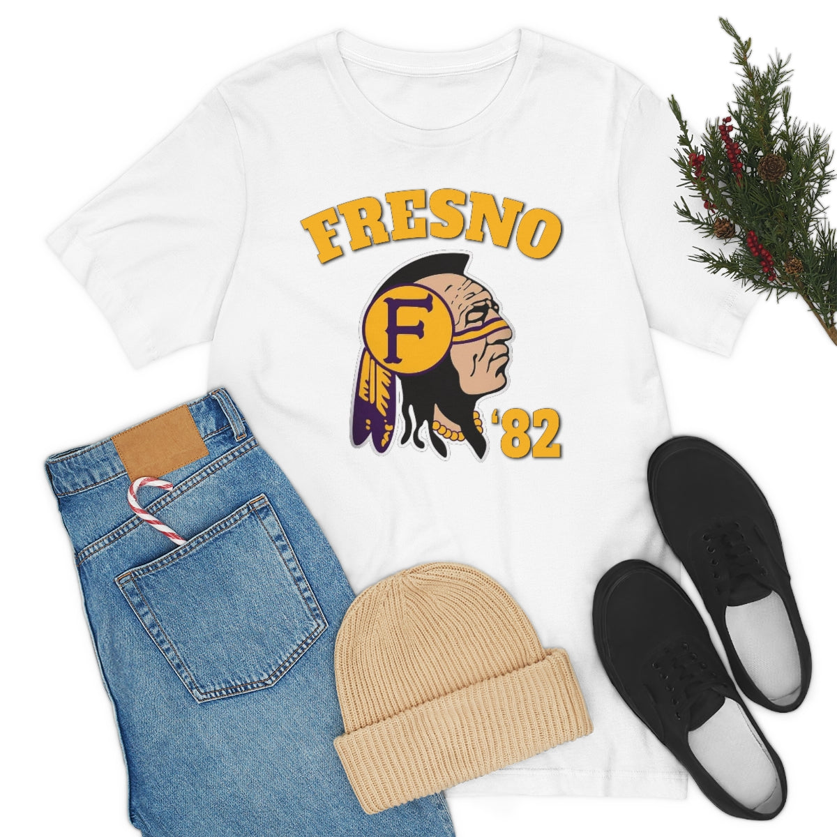 82 Fresno Indian Logo - Unisex Jersey Short Sleeve Tee