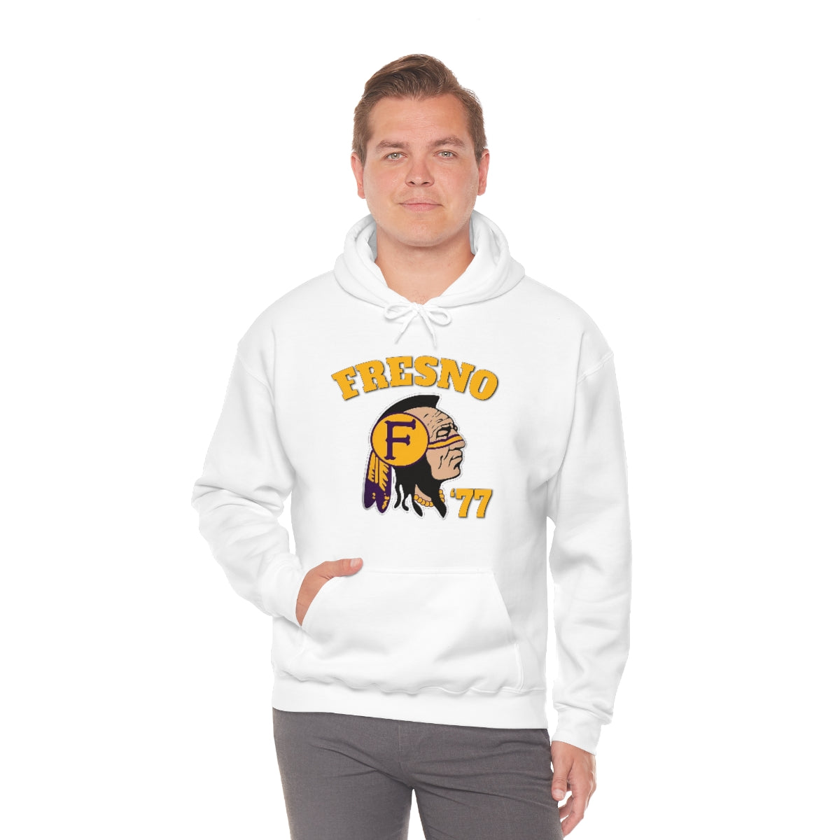 77 Fresno Indian Logo - Unisex Heavy Blend™ Hooded Sweatshirt