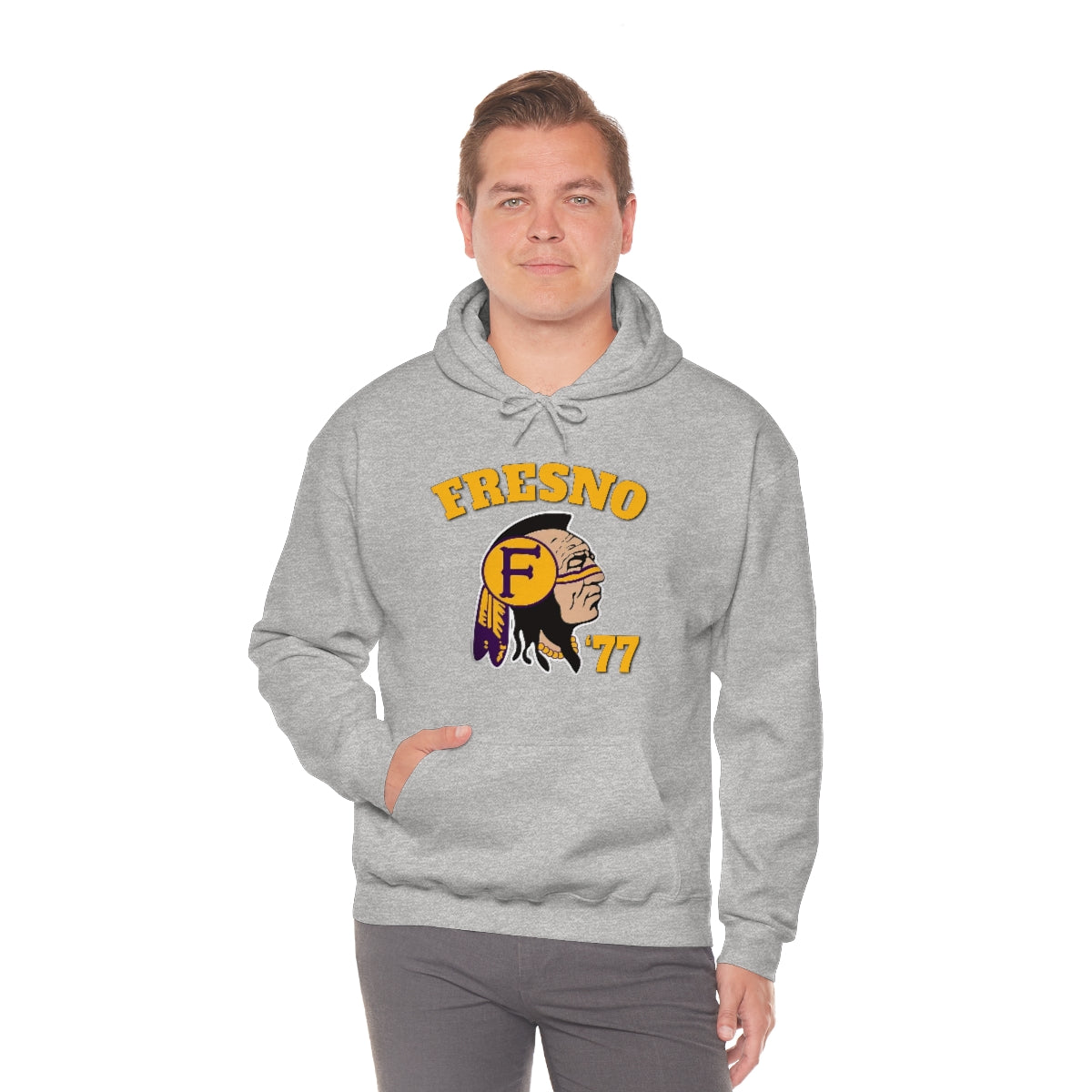 77 Fresno Indian Logo - Unisex Heavy Blend™ Hooded Sweatshirt