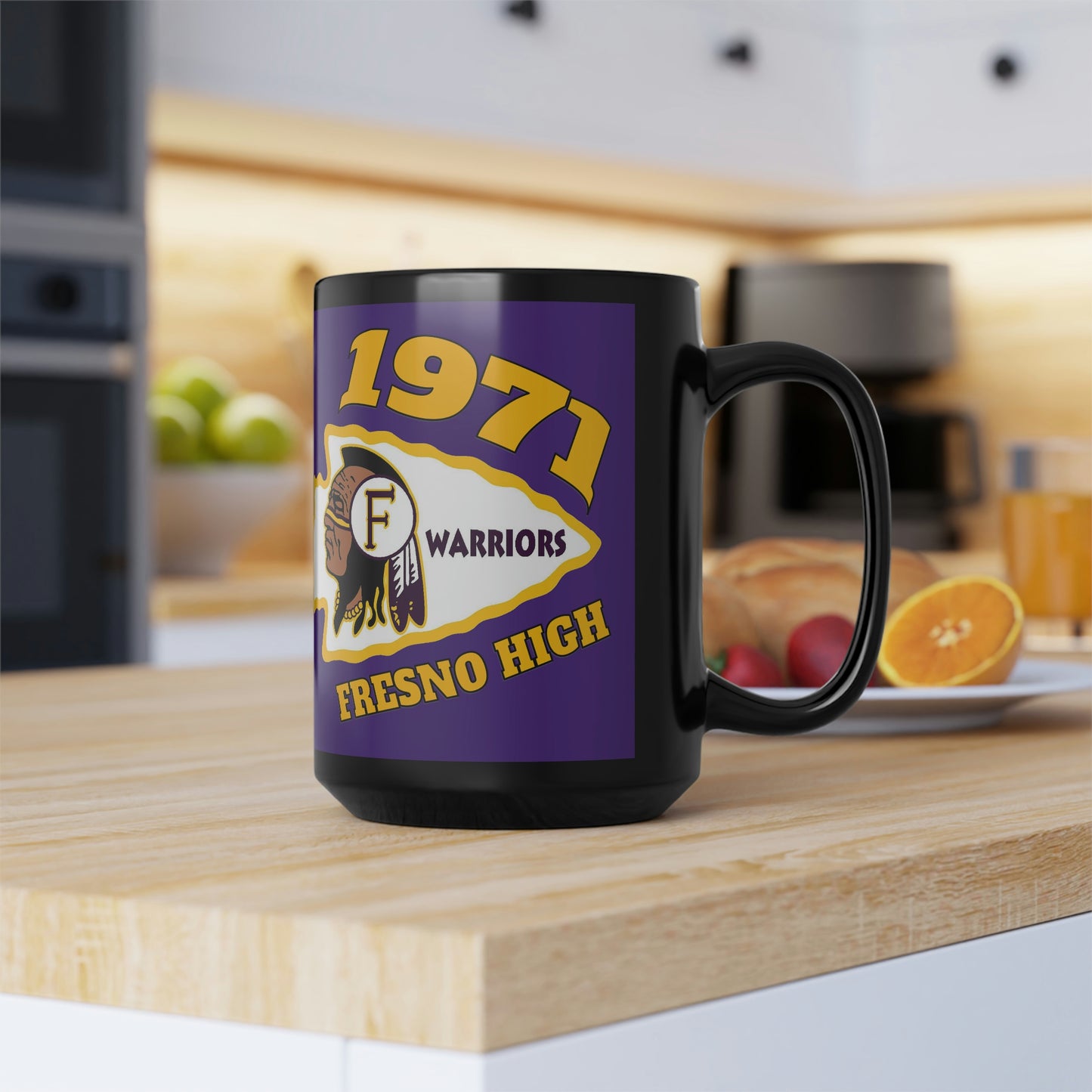 1971 Fresno High Arrowhead - Black Mug, 15oz