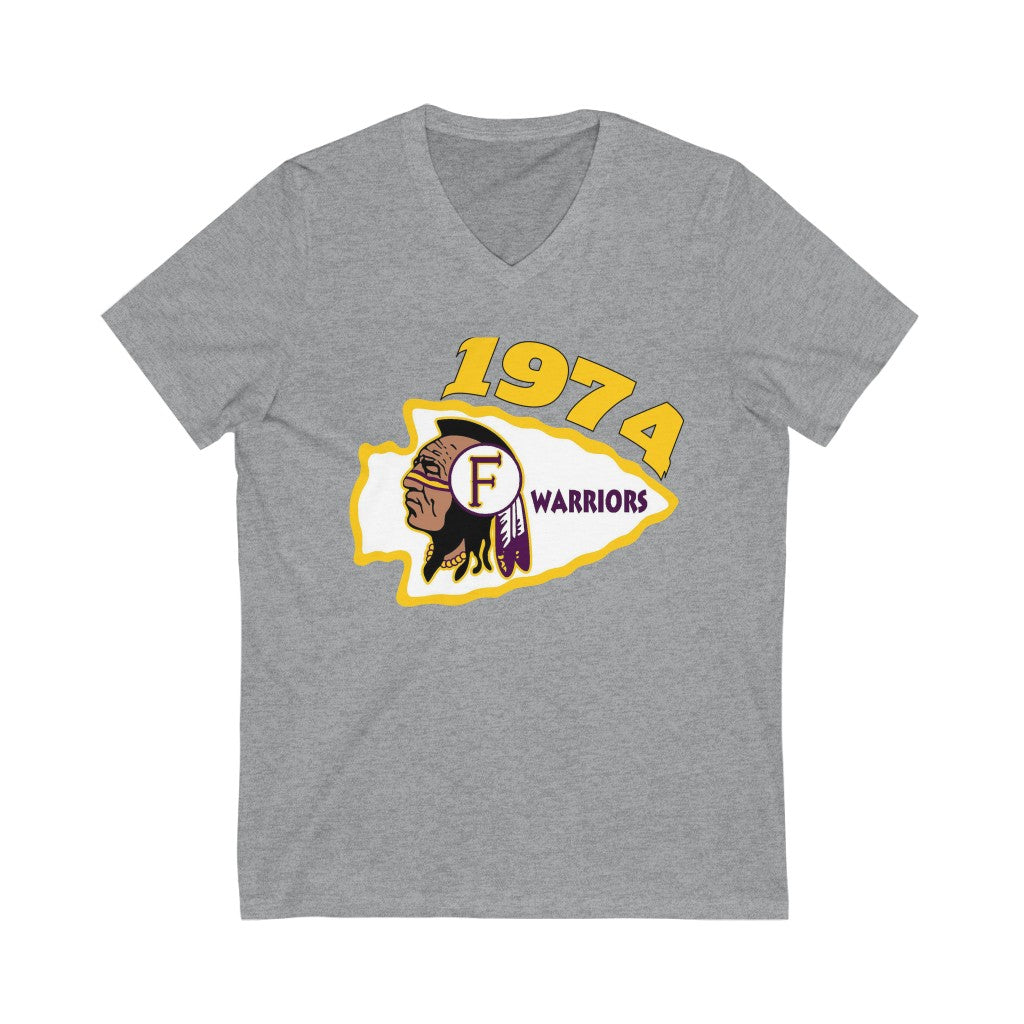 1974 Fresno High - Unisex Jersey Short Sleeve V-Neck Tee