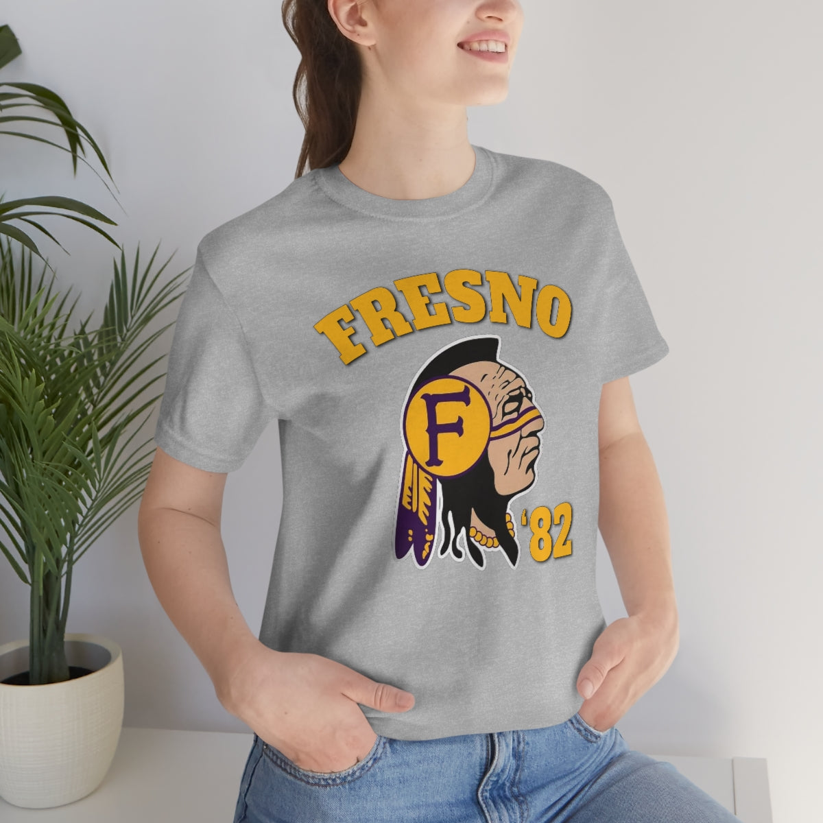 82 Fresno Indian Logo - Unisex Jersey Short Sleeve Tee