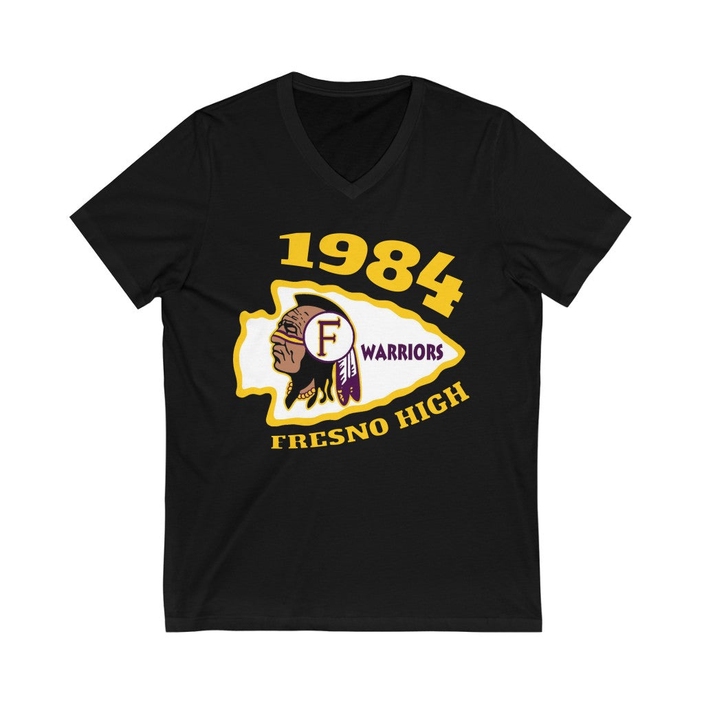 1984 Fresno High Warriors - Unisex Jersey Short Sleeve V-Neck Tee