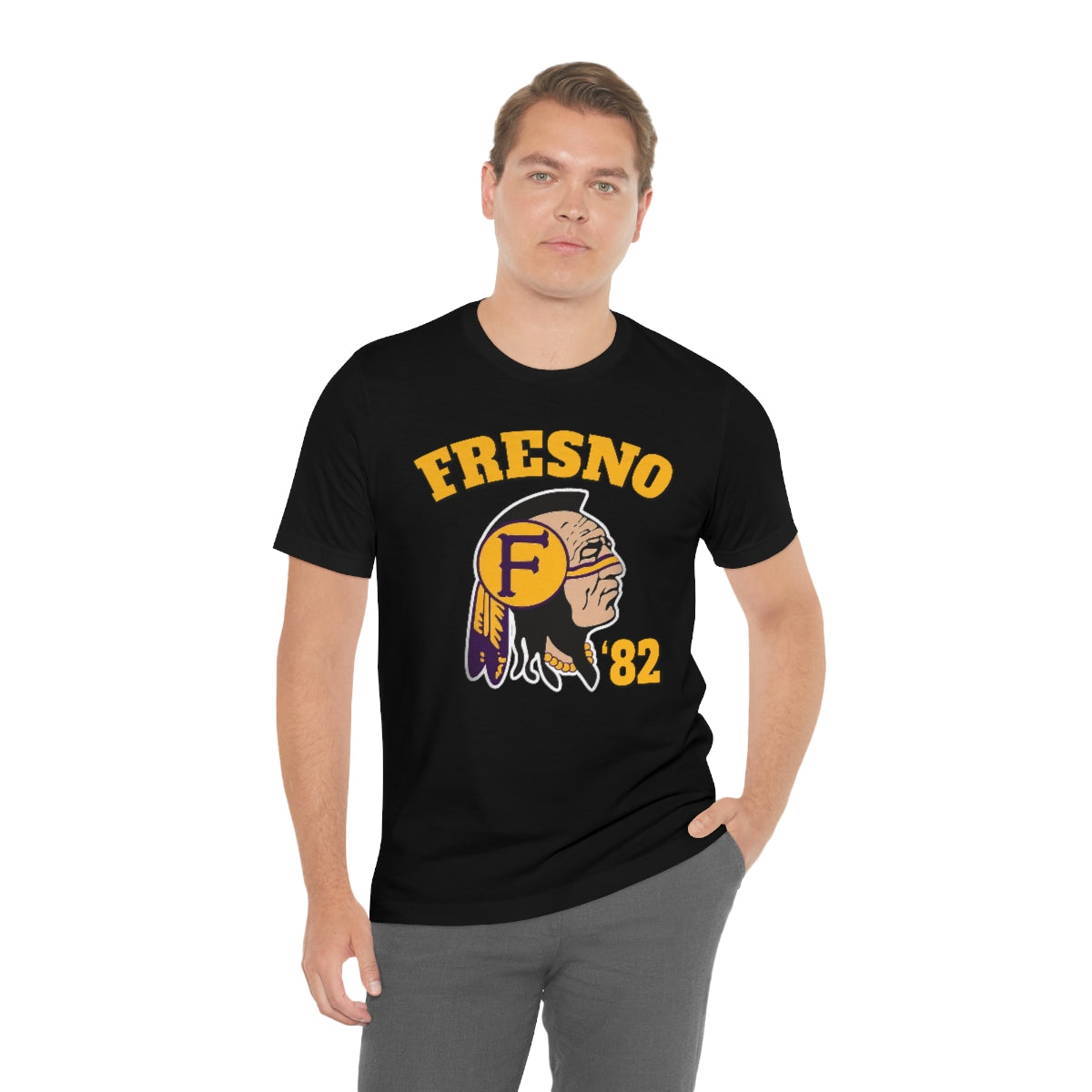 82 Fresno Indian Logo - Unisex Jersey Short Sleeve Tee