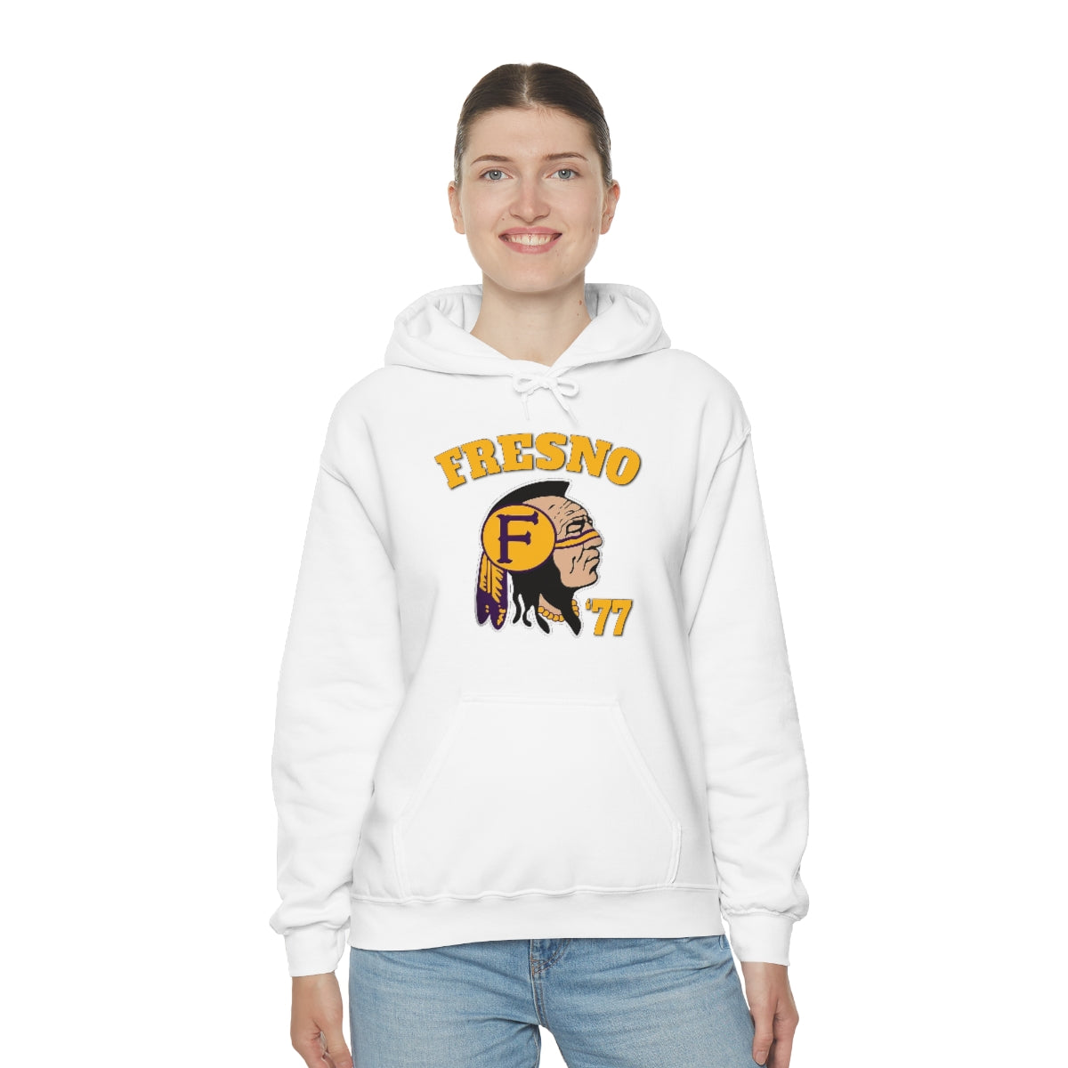 77 Fresno Indian Logo - Unisex Heavy Blend™ Hooded Sweatshirt