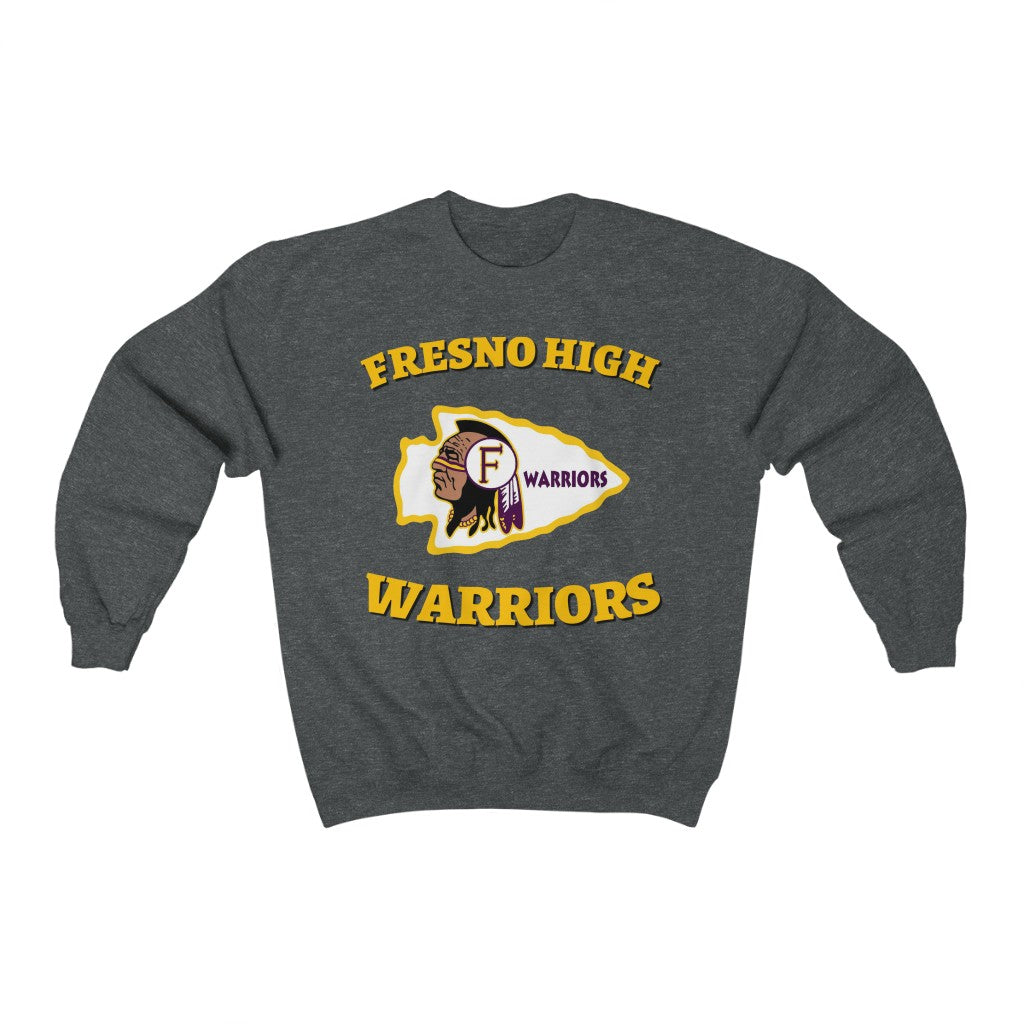 Fresno High Warriors Tomahawk Curved Gold - Unisex Heavy Blend™ Crewneck Sweatshirt