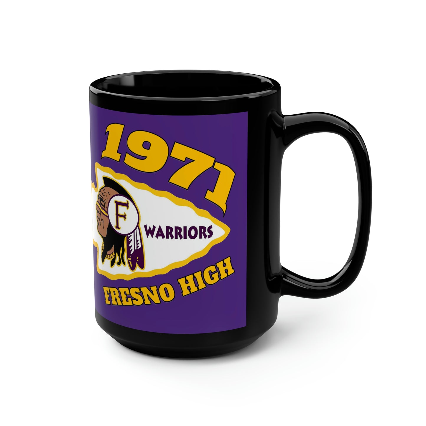 1971 Fresno High Arrowhead - Black Mug, 15oz