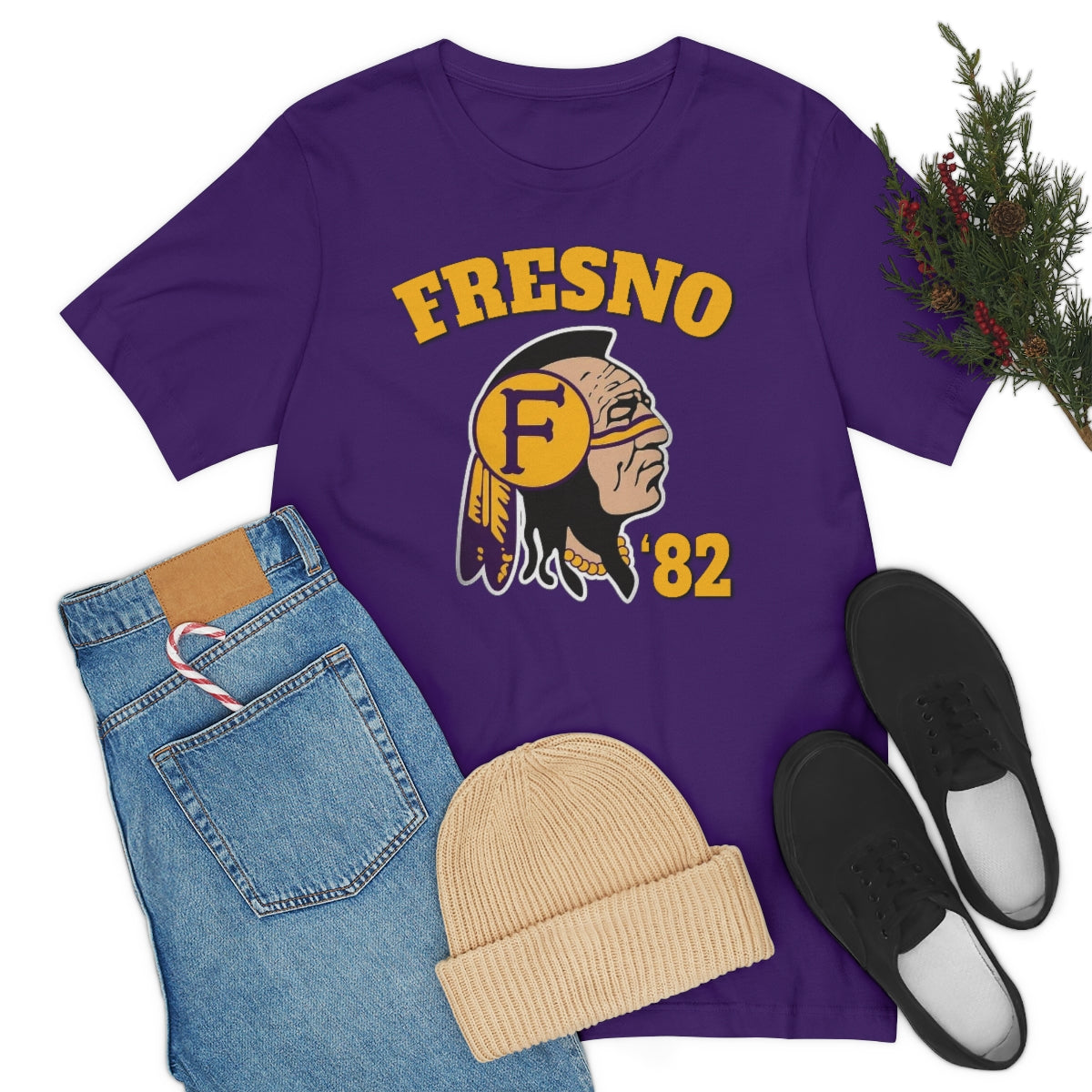 82 Fresno Indian Logo - Unisex Jersey Short Sleeve Tee