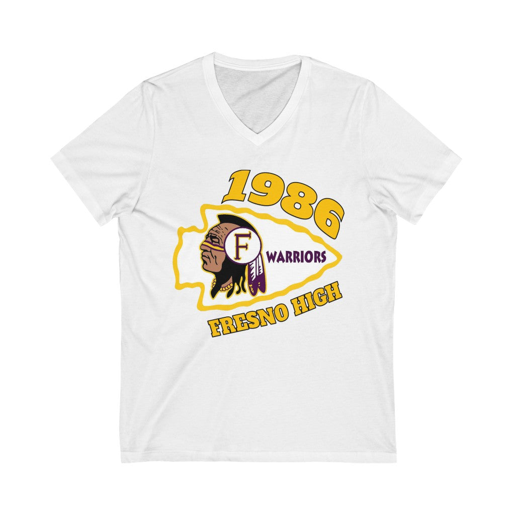 Fresno High Warriors 1986 - Unisex Jersey Short Sleeve V-Neck Tee