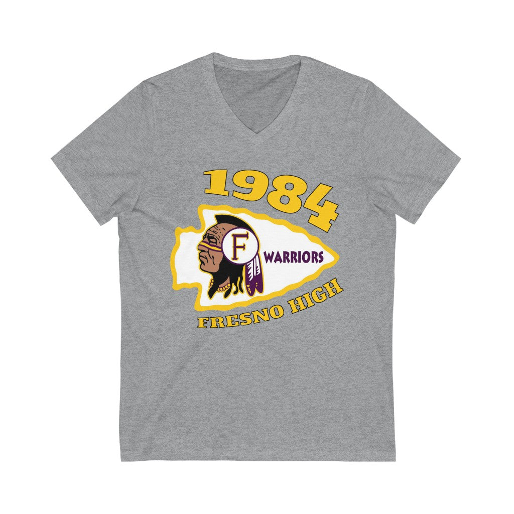 1984 Fresno High Warriors - Unisex Jersey Short Sleeve V-Neck Tee