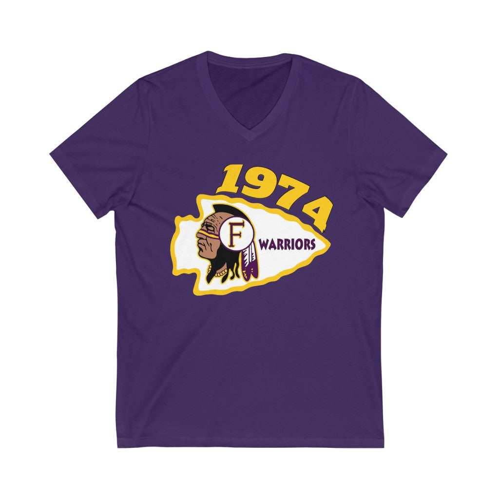 1974 Fresno High - Unisex Jersey Short Sleeve V-Neck Tee