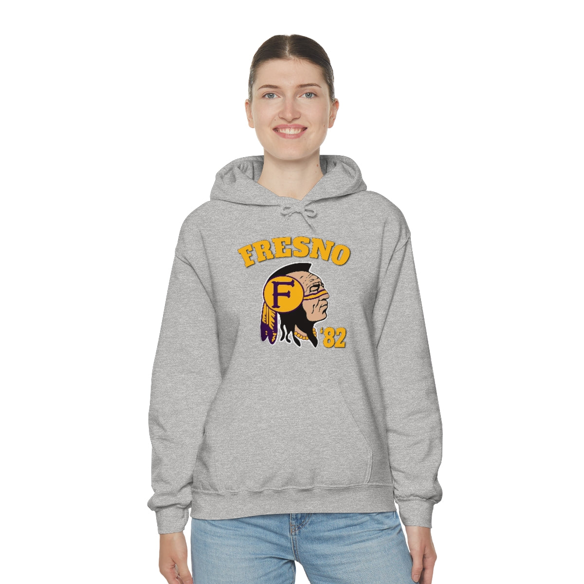 82 Fresno Indian Logo - Unisex Heavy Blend™ Hooded Sweatshirt