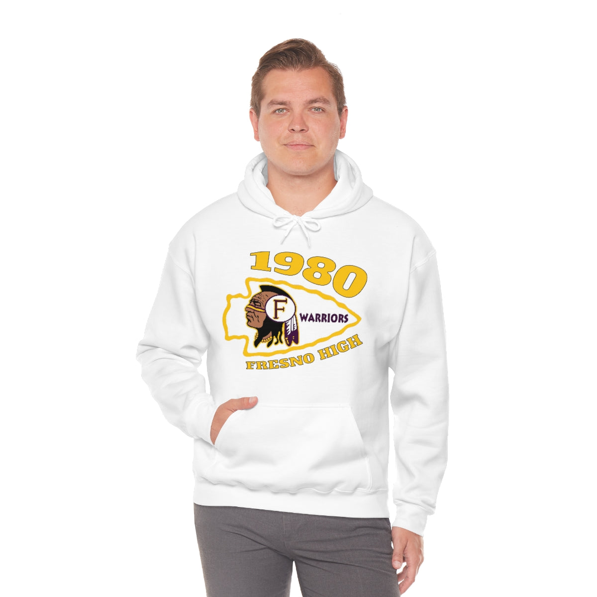 1980 Fresno High Warriors Tomahawk - Unisex Heavy Blend™ Hooded Sweatshirt