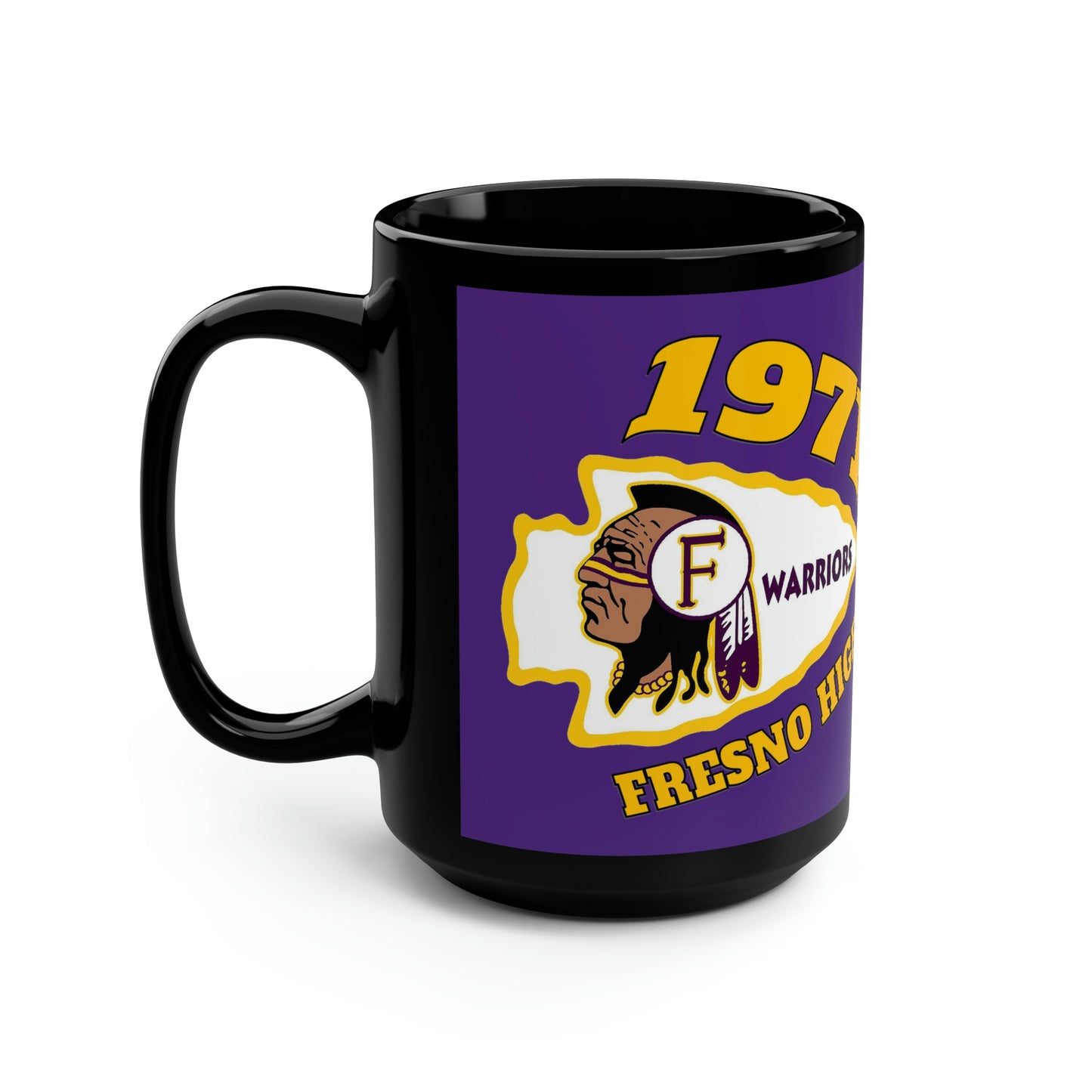 1971 Fresno High Arrowhead - Black Mug, 15oz