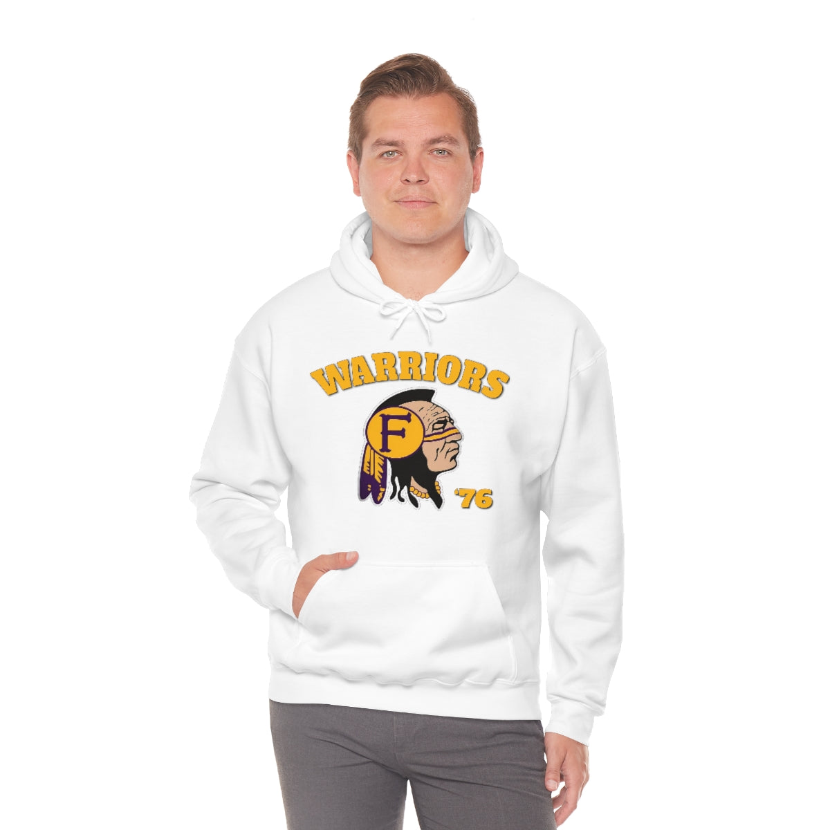 Warriors Indian Logo 76 - Unisex Heavy Blend™ Hooded Sweatshirt