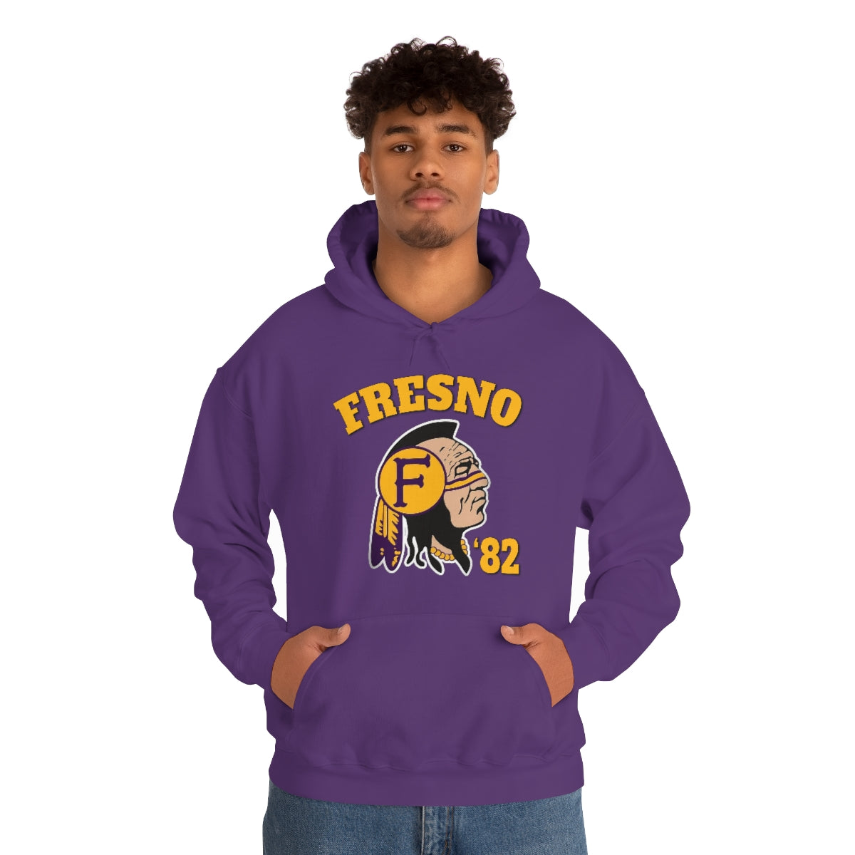 82 Fresno Indian Logo - Unisex Heavy Blend™ Hooded Sweatshirt