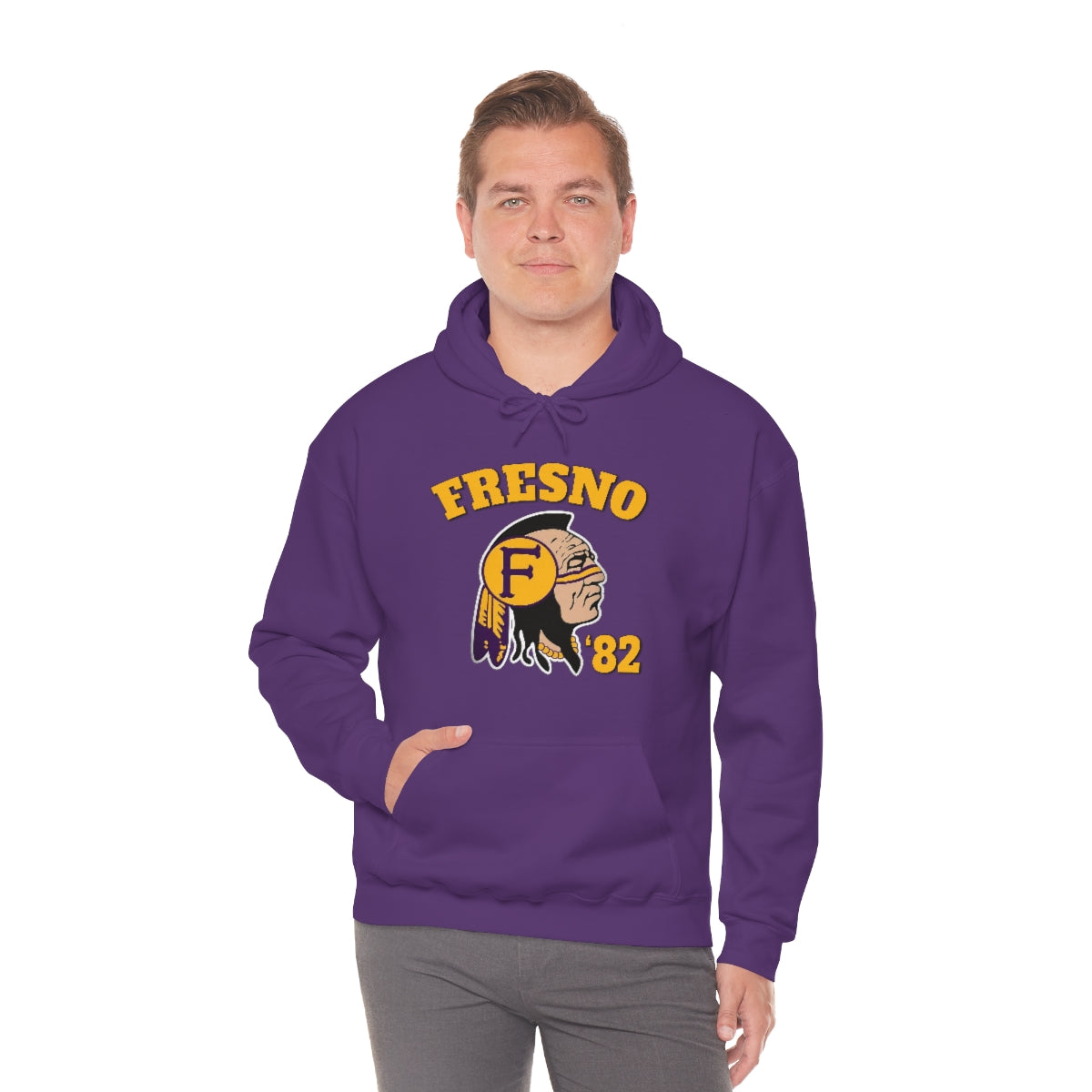 82 Fresno Indian Logo - Unisex Heavy Blend™ Hooded Sweatshirt