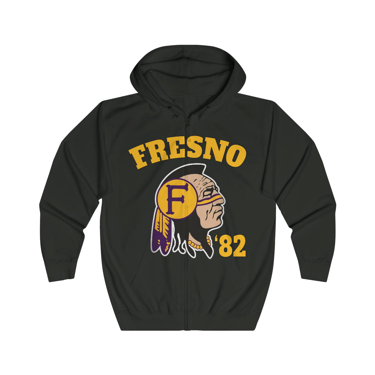 82 Fresno Indian Logo - Unisex Full Zip Hoodie