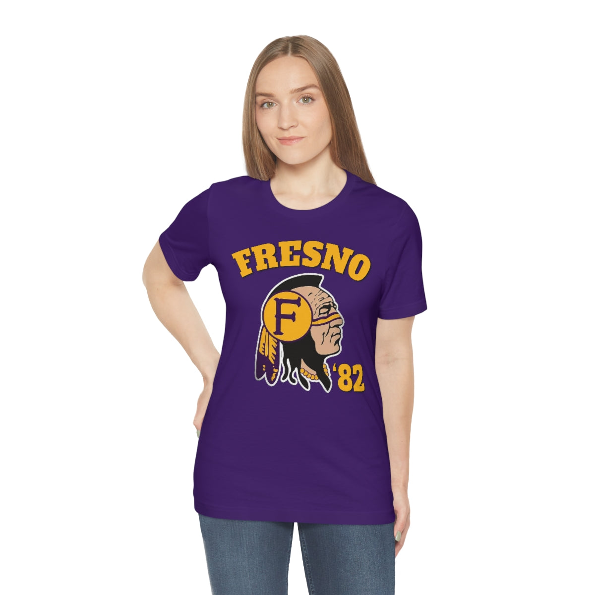 82 Fresno Indian Logo - Unisex Jersey Short Sleeve Tee