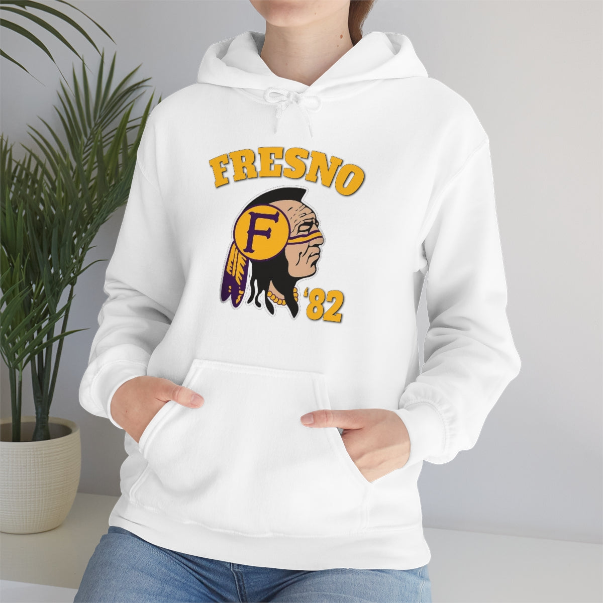 82 Fresno Indian Logo - Unisex Heavy Blend™ Hooded Sweatshirt