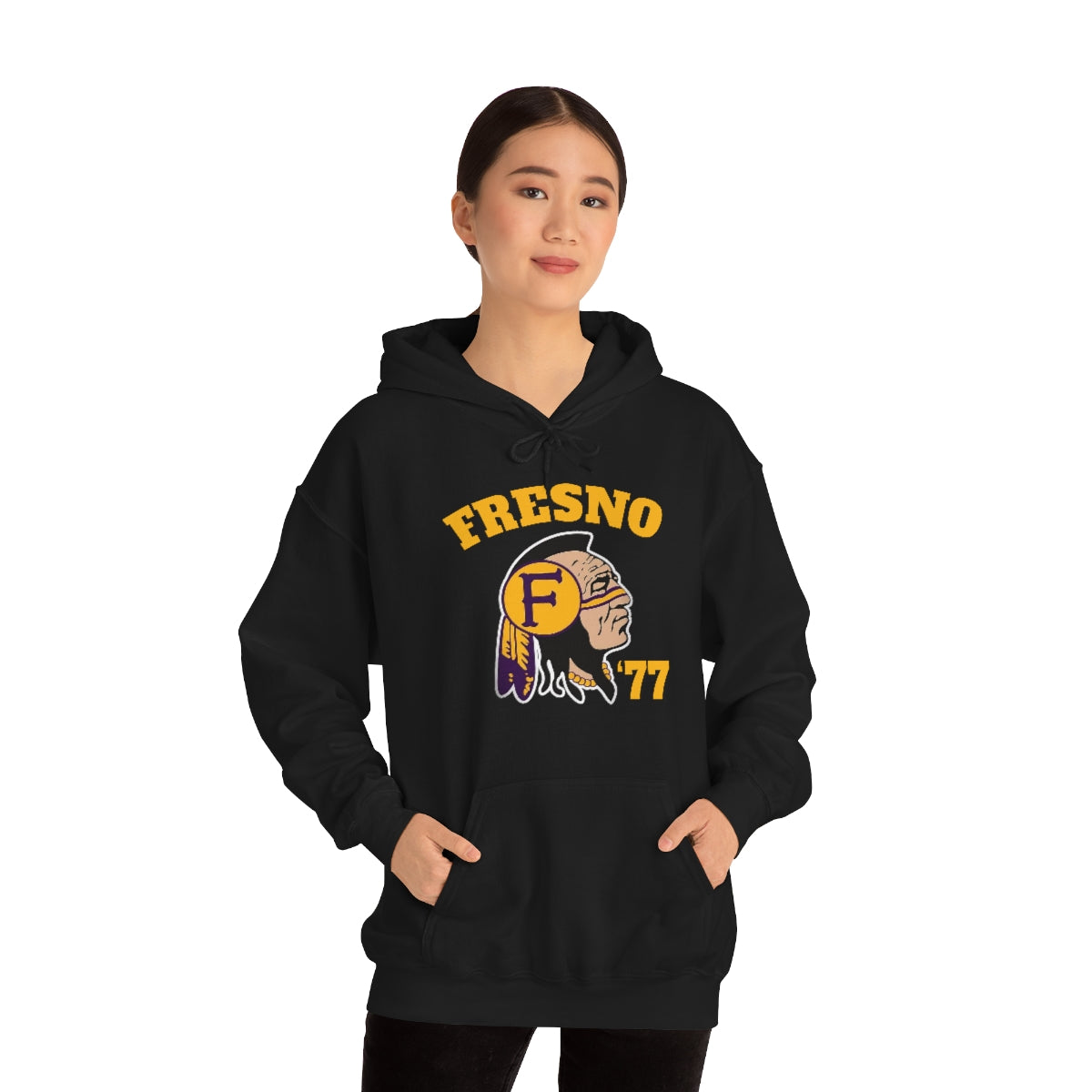 77 Fresno Indian Logo - Unisex Heavy Blend™ Hooded Sweatshirt