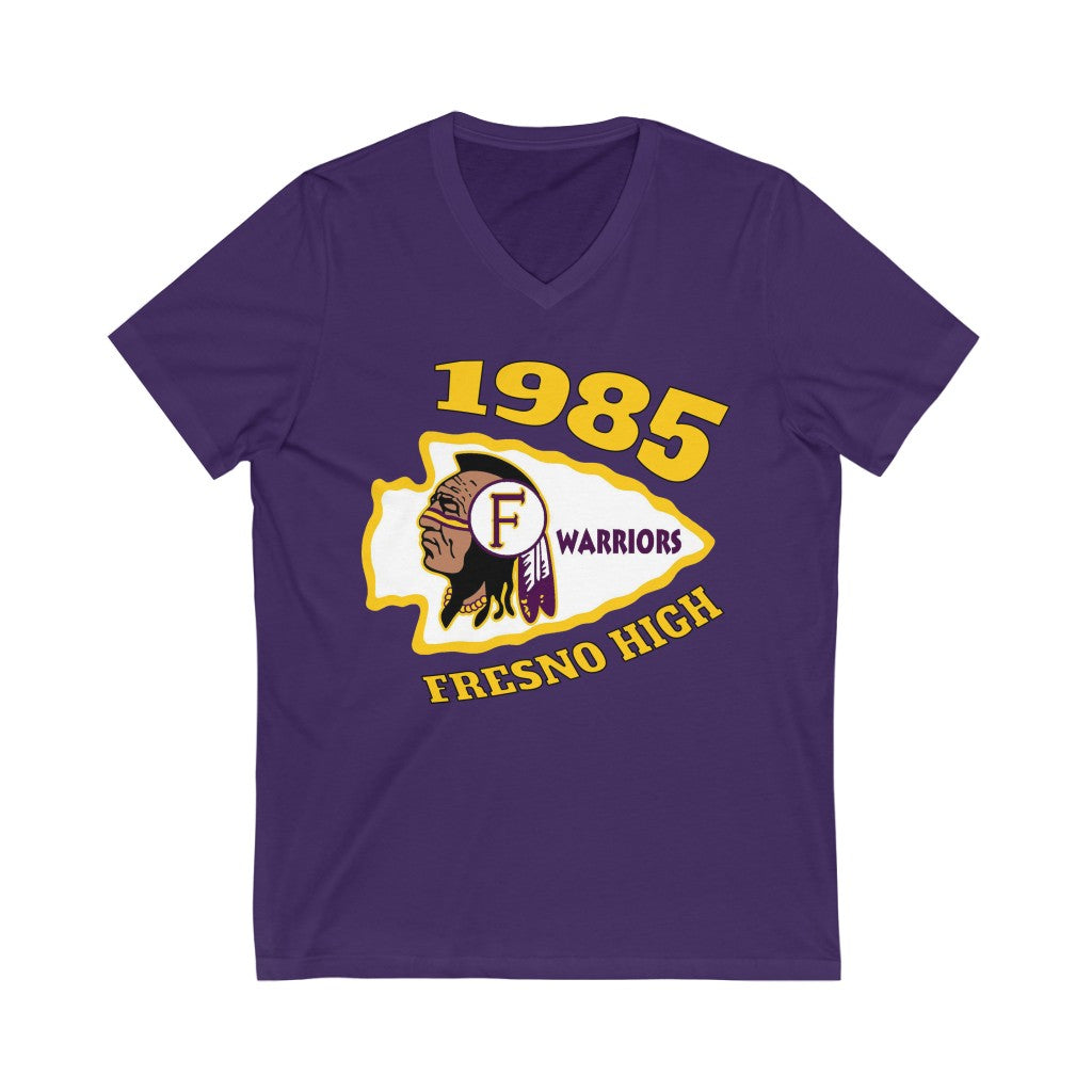 1985 Fresno High Warriors - Unisex Jersey Short Sleeve V-Neck Tee