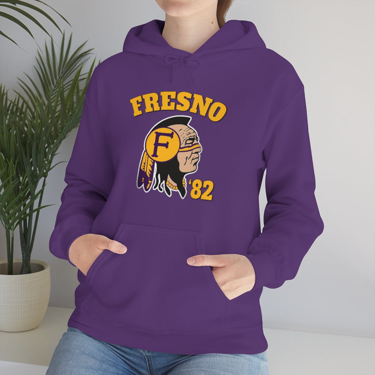 82 Fresno Indian Logo - Unisex Heavy Blend™ Hooded Sweatshirt