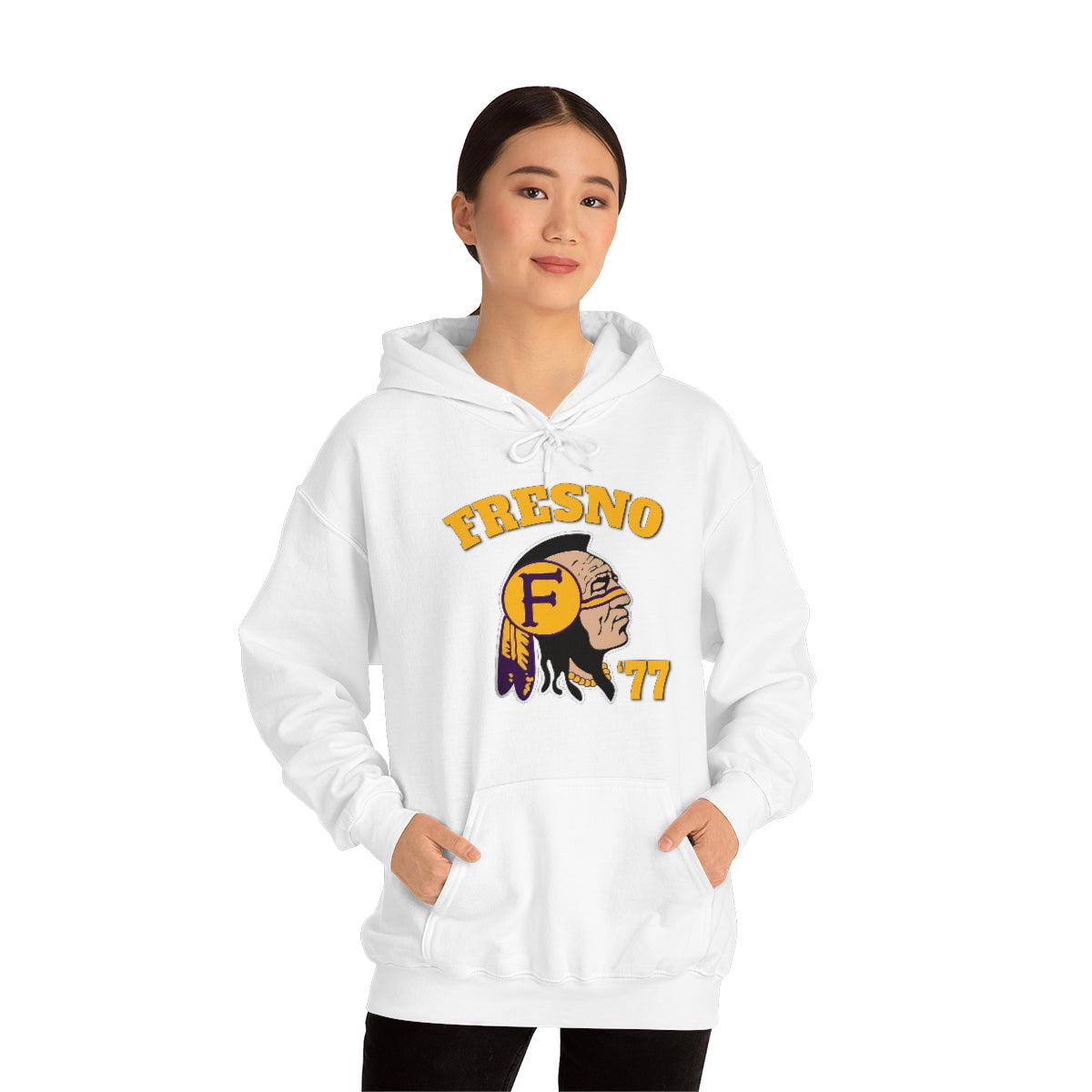 77 Fresno Indian Logo - Unisex Heavy Blend™ Hooded Sweatshirt