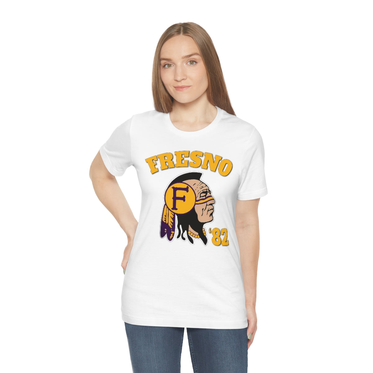 82 Fresno Indian Logo - Unisex Jersey Short Sleeve Tee