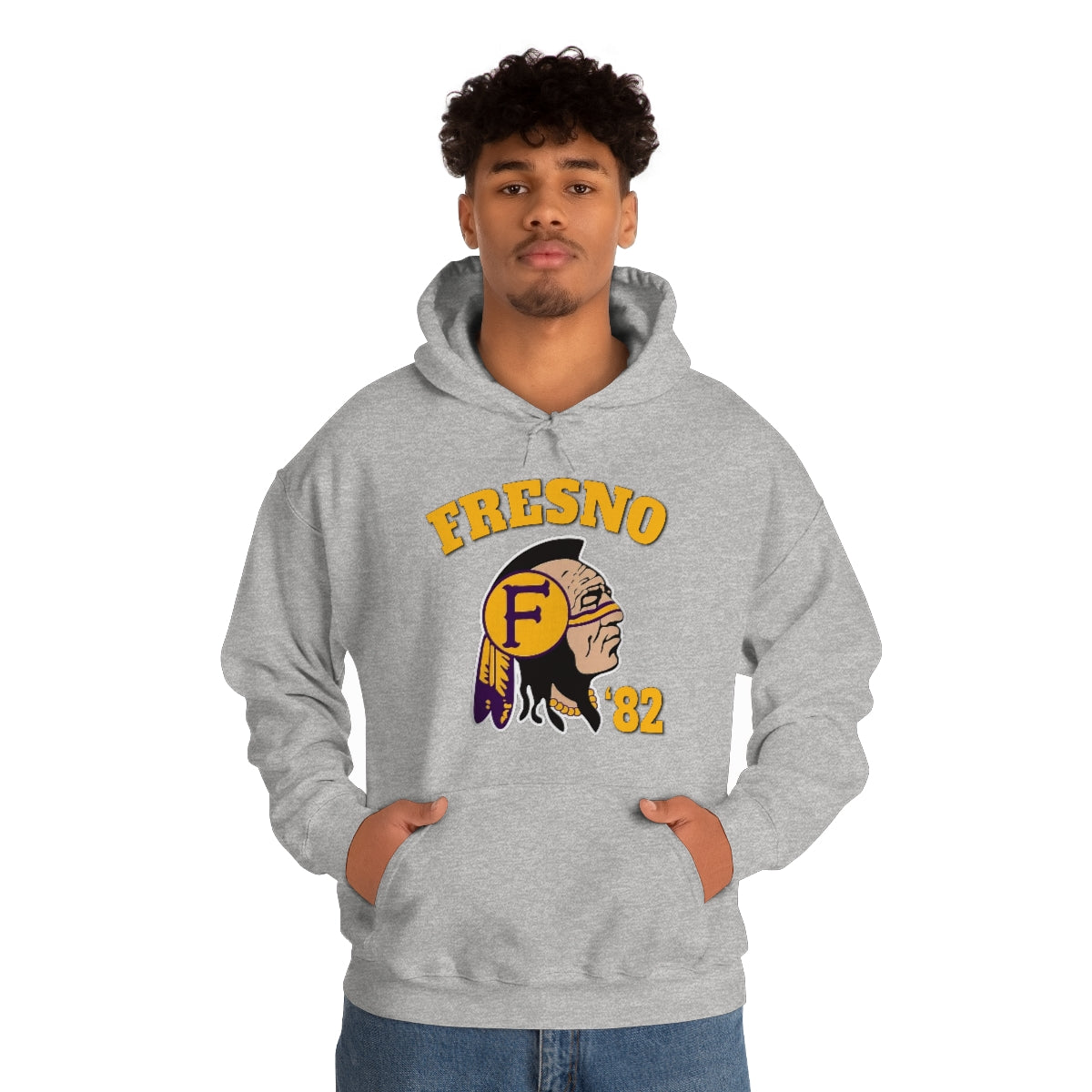 82 Fresno Indian Logo - Unisex Heavy Blend™ Hooded Sweatshirt