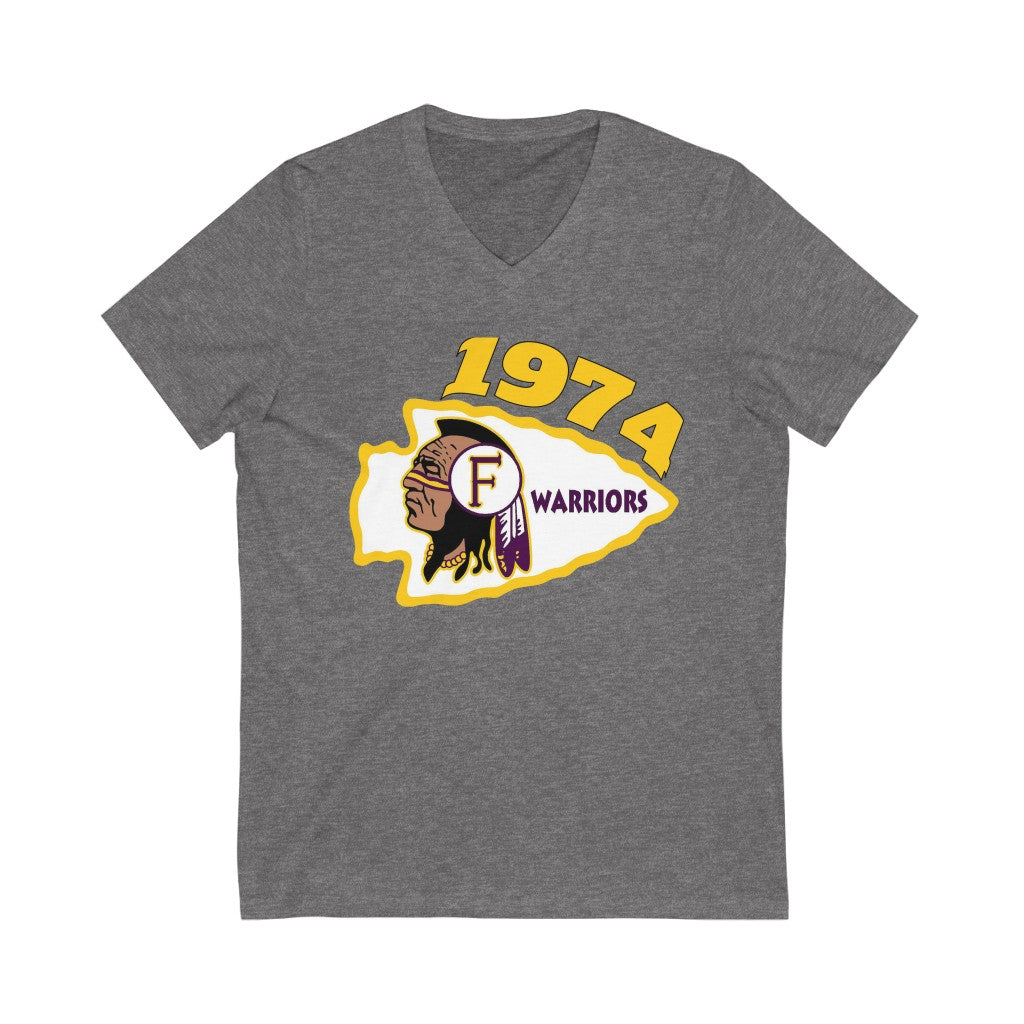 1974 Fresno High - Unisex Jersey Short Sleeve V-Neck Tee